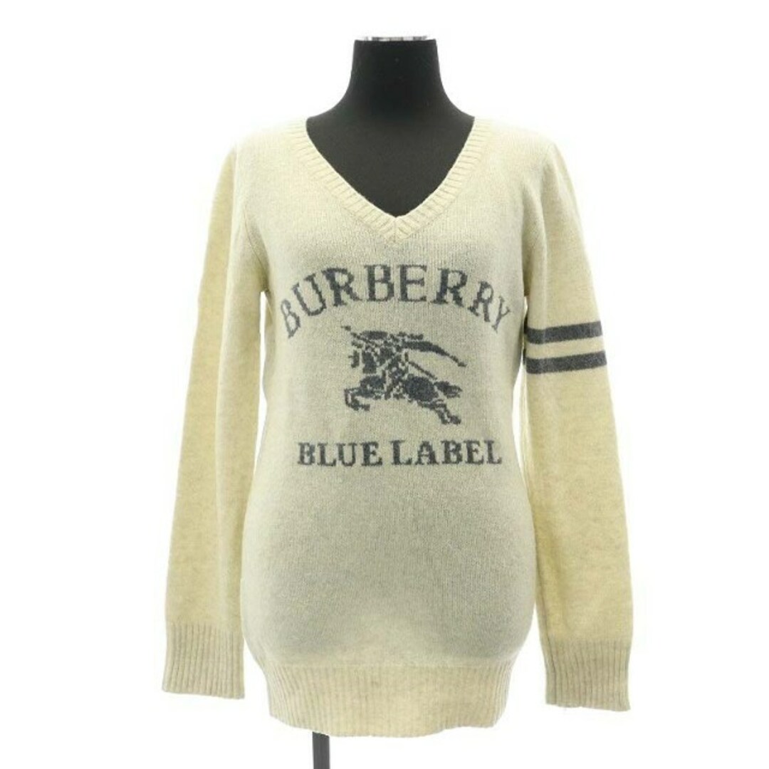 BURBERRY BLUE LABEL(バーバリーブルーレーベル)のバーバリーブルーレーベル ニット セーター 長袖 Vネック 38 アイボリー レディースのトップス(ニット/セーター)の商品写真