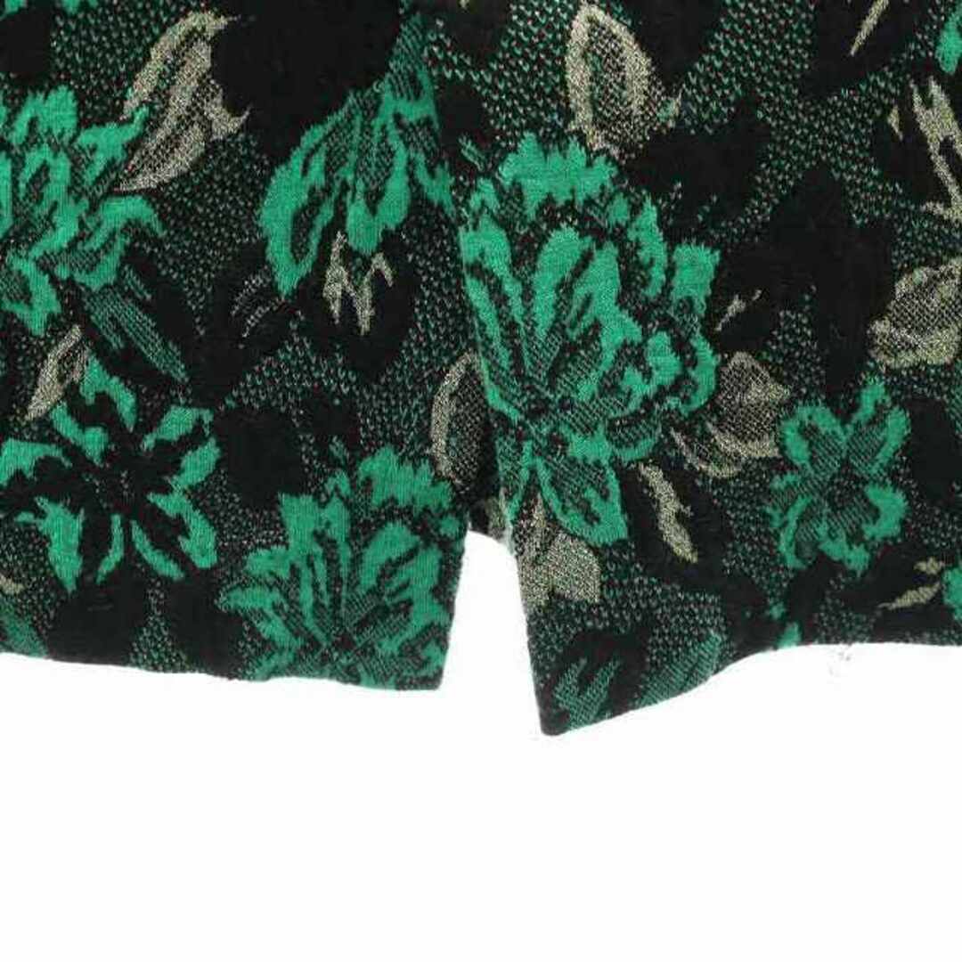 ケイタマルヤマ タイトスカート ひざ丈 花柄 刺繍 ラメ 2 M 緑 黒 レディースのスカート(ひざ丈スカート)の商品写真