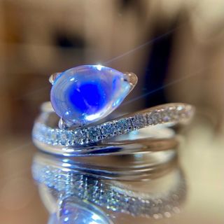 天然 ラブラドライト ダイヤモンド リング 計1.349ct PT(リング(指輪))