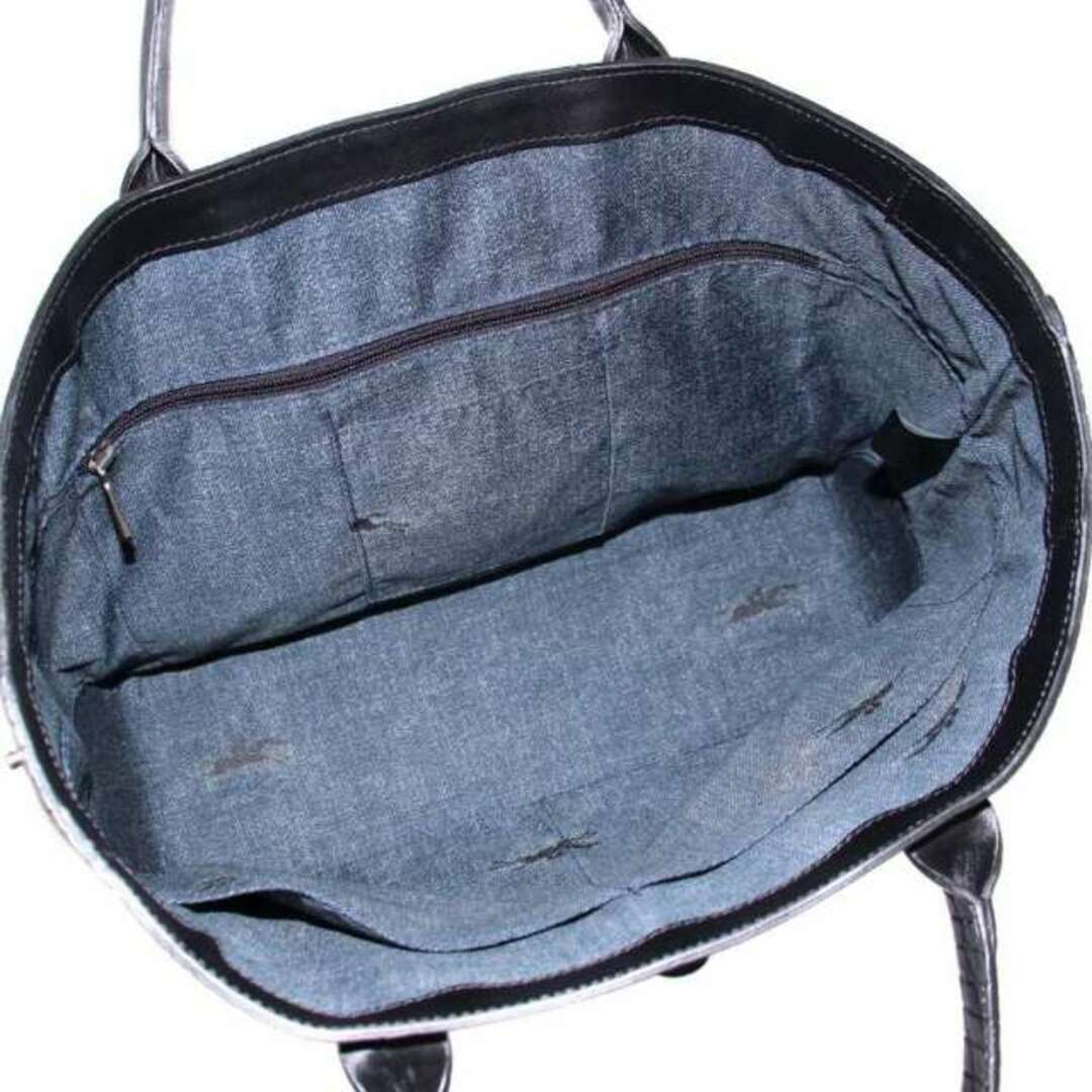 LONGCHAMP(ロンシャン)のロンシャン ロゾ トートバッグ ハンドバッグ レザー クロコ型押し 黒 ブラック レディースのバッグ(トートバッグ)の商品写真