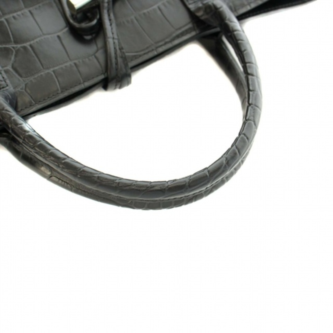 LONGCHAMP(ロンシャン)のロンシャン ロゾ トートバッグ ハンドバッグ レザー クロコ型押し 黒 ブラック レディースのバッグ(トートバッグ)の商品写真