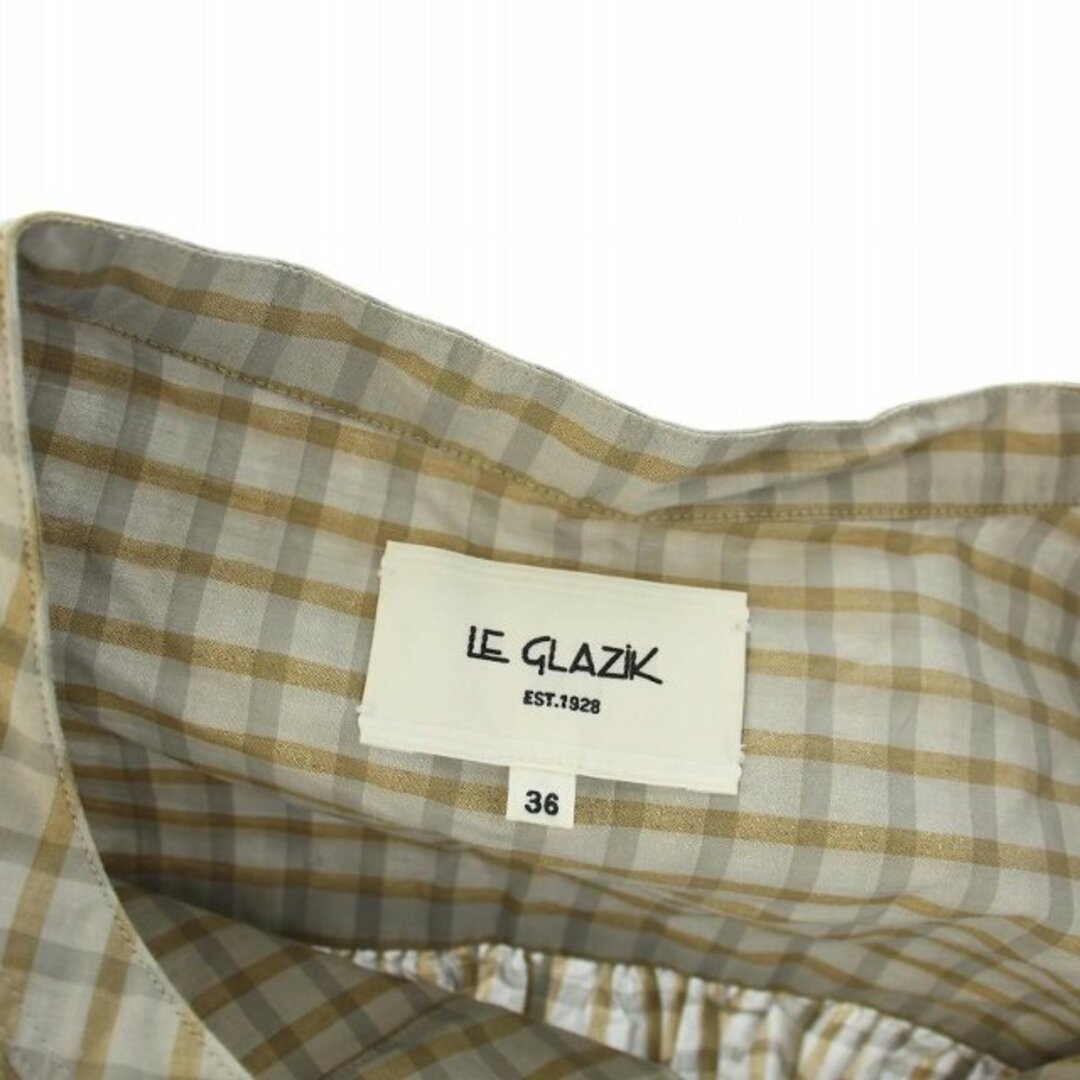 LE GLAZIK(ルグラジック)のルグラジック シャツワンピース バンドカラー チェック 長袖 36 S グレー レディースのワンピース(ロングワンピース/マキシワンピース)の商品写真