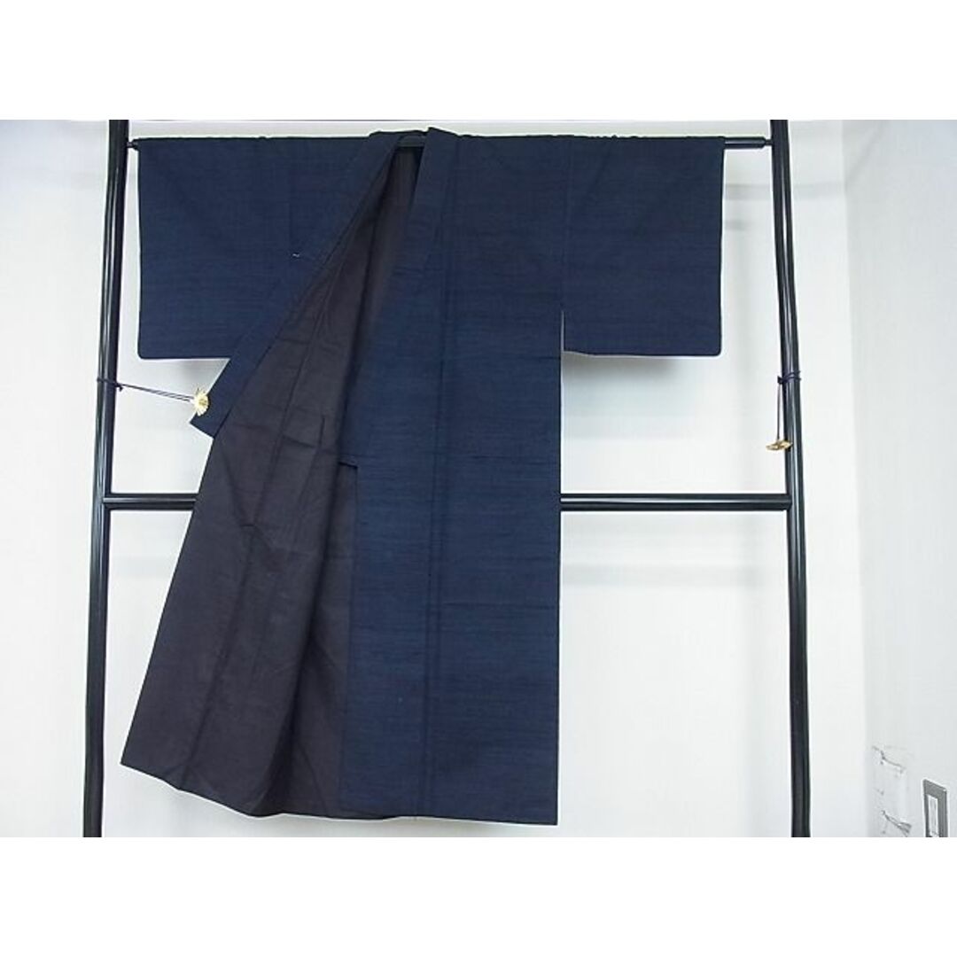 平和屋2■男性　紬　濃藍色　逸品　DAAA7027sf メンズの水着/浴衣(着物)の商品写真