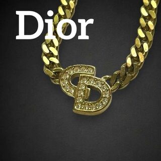 クリスチャンディオール(Christian Dior)の✨美品✨　クリスチャンディオール　ネックレス　喜平　ラインストーン　ロゴ　350(ネックレス)