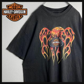 ハーレーダビッドソン(Harley Davidson)の【USA製】ハーレーダビッドソン　ロゴ入りTシャツ　Hanes　ファイヤー　炎(Tシャツ/カットソー(半袖/袖なし))