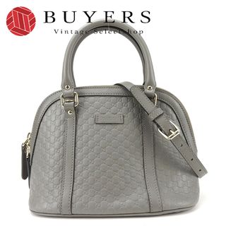 グッチ(Gucci)の【中古】 グッチ ハンドバッグ 449654 マイクログッチシマ レザー グレー ゴールド金具 2WAY ショルダー ミニバッグ レディース 女性 GUCCI(ハンドバッグ)