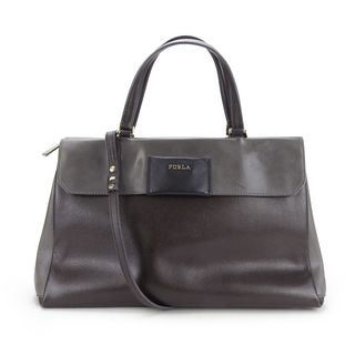 フルラ(Furla)の【中古】 フルラ トートバッグ レザー ブラウン グレー ゴールド金具 ショルダーバッグ 2WAY 肩掛け レディース 女性 Furla(トートバッグ)