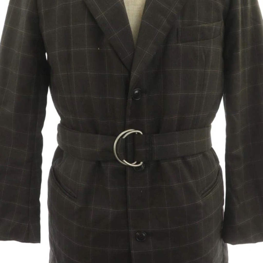 SUNSEA(サンシー)のサンシー ベルト付チェスターコート アウター 中綿 チェック ウール混 2 茶 メンズのジャケット/アウター(その他)の商品写真