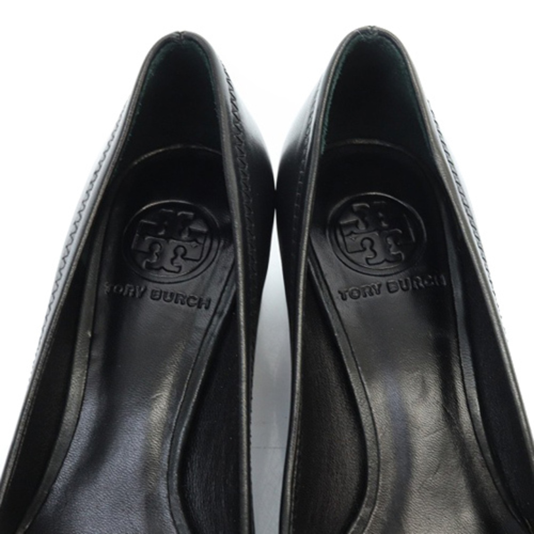 Tory Burch(トリーバーチ)のトリーバーチ パンプス ロゴ レザー ローヒール 6M 23cm 黒 レディースの靴/シューズ(ハイヒール/パンプス)の商品写真