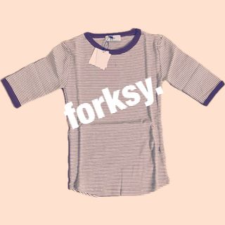 新品未使用　forksy. 細リブボーダー配色パイピング半袖Tシャツ(Tシャツ(半袖/袖なし))