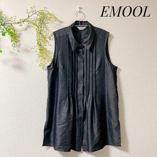 EMOOL エムール レザー風 ノースリーブ ワンピース グレー L(ひざ丈ワンピース)