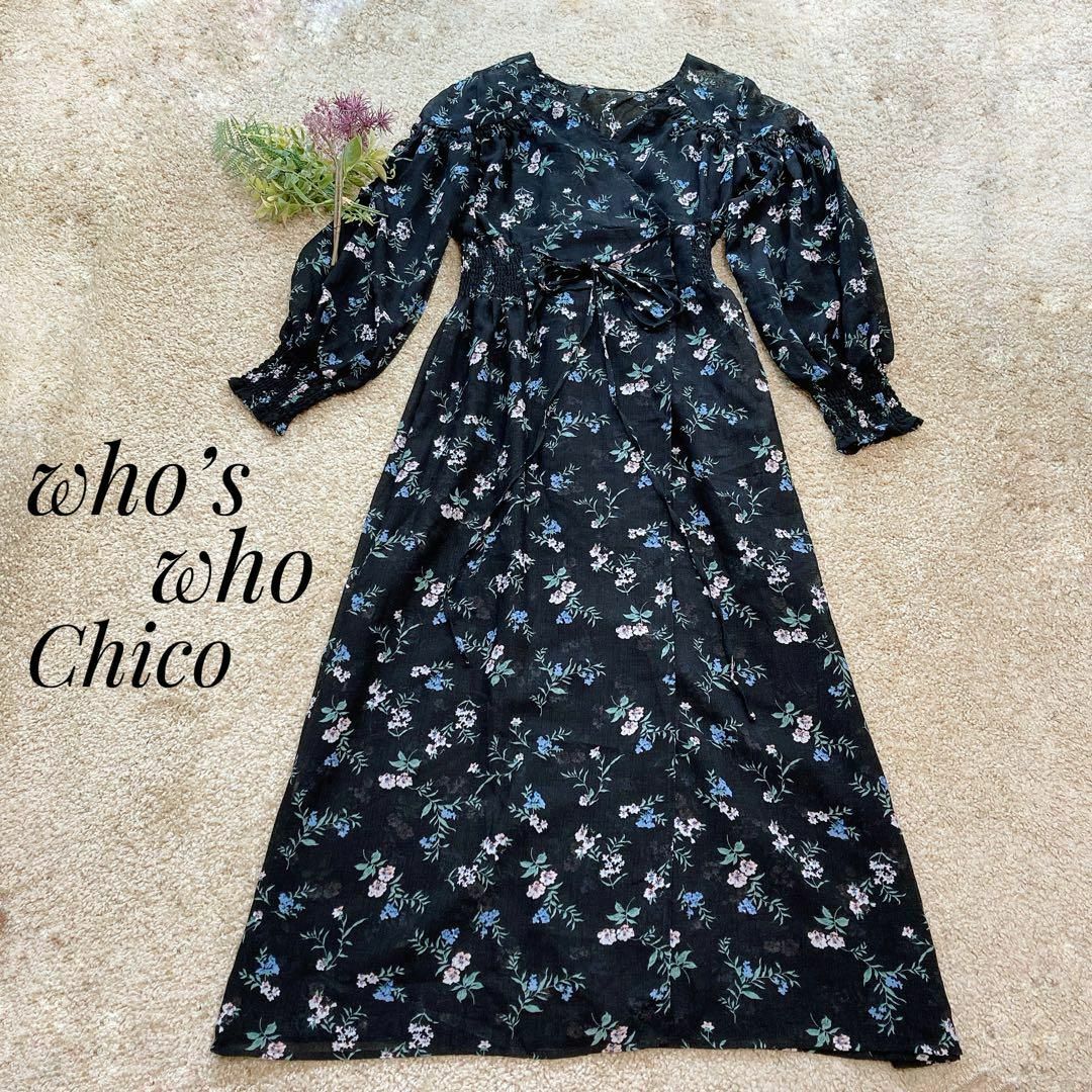 who's who Chico(フーズフーチコ)のwho's who Chico 総柄 花 ワンピース カーディガン 2way レディースのワンピース(ロングワンピース/マキシワンピース)の商品写真