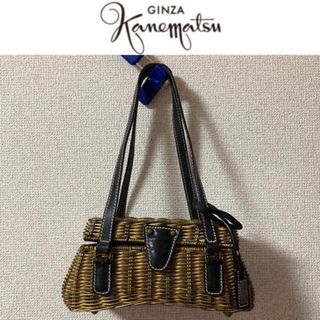 ギンザカネマツ(GINZA Kanematsu)の１回使用☆銀座かねまつカゴバッグかごバッグショルダーバッグハンドバッグ(かごバッグ/ストローバッグ)