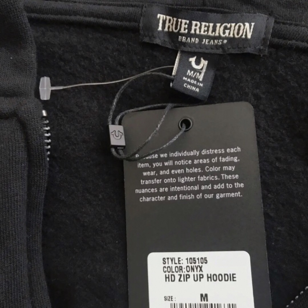 True Religion(トゥルーレリジョン)の極レア 新品 トゥルーレリジョン USA メンズ フルジップ パーカー M 黒 メンズのトップス(パーカー)の商品写真