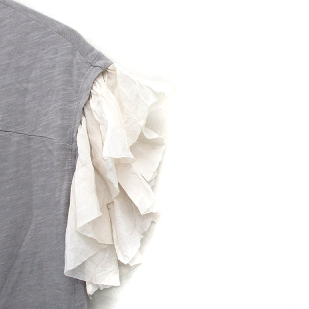 クルー Clu カットソー Tシャツ 半袖 フリル シンプル S グレー 灰 レディースのトップス(カットソー(半袖/袖なし))の商品写真