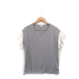 クルー Clu カットソー Tシャツ 半袖 フリル シンプル S グレー 灰(カットソー(半袖/袖なし))