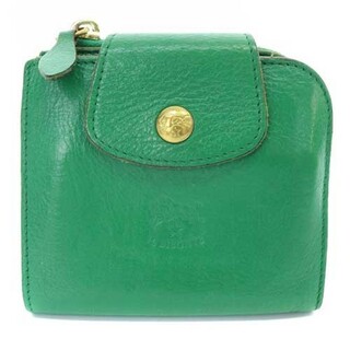 イルビゾンテ(IL BISONTE)のイルビゾンテ レザー L字ファスナー 二つ折り財布 ロゴ 緑(財布)