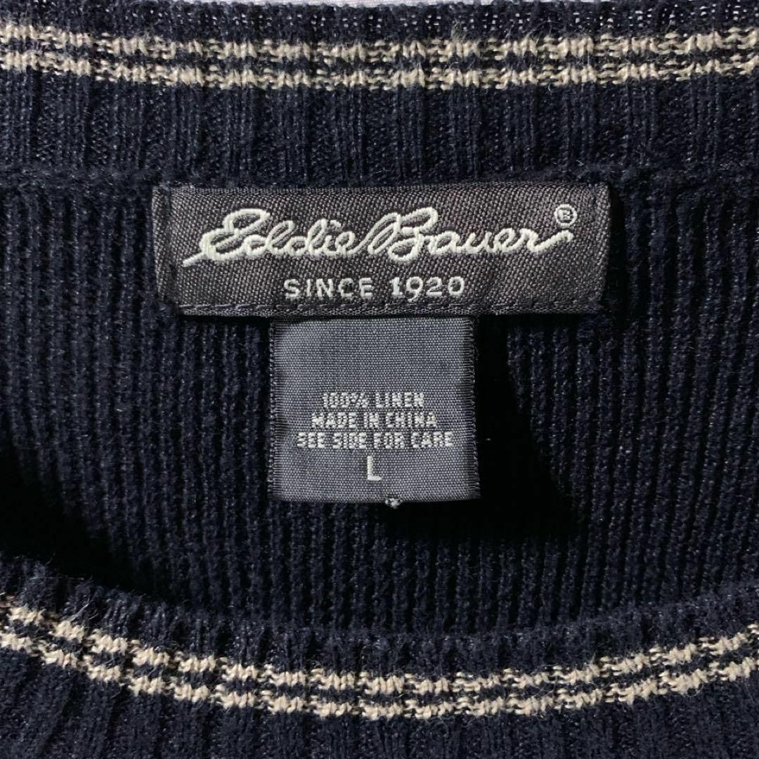 Eddie Bauer(エディーバウアー)の90s 00s old Eddie Bauer リネン ニット Tシャツ 半袖 メンズのトップス(Tシャツ/カットソー(半袖/袖なし))の商品写真