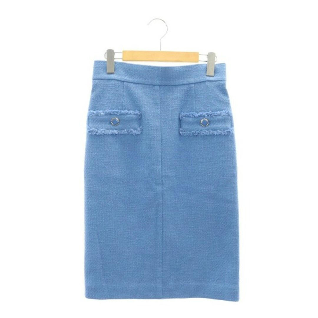 tiara(ティアラ)のティアラ Tiara ツイードタイトスカート 膝丈 リネン混 3 青 ブルー レディースのスカート(ひざ丈スカート)の商品写真
