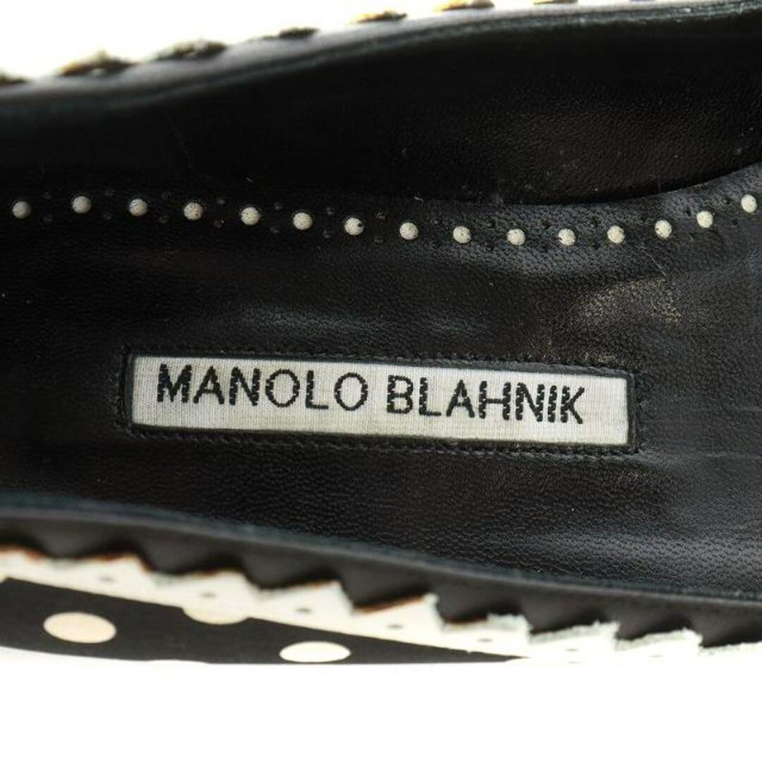 MANOLO BLAHNIK(マノロブラニク)のマノロブラニク ELAPHIRIA フラットシューズ 35 22.0cm 黒 白 レディースの靴/シューズ(ハイヒール/パンプス)の商品写真