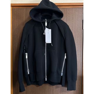 サカイ(sacai)の黒2新品 sacai レディース スポンジ スウェット ブルゾン パーカー(トレーナー/スウェット)