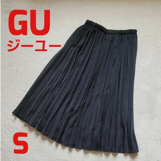 ジーユー(GU)のGU ジーユー プリーツ スカート 黒 S(ひざ丈スカート)