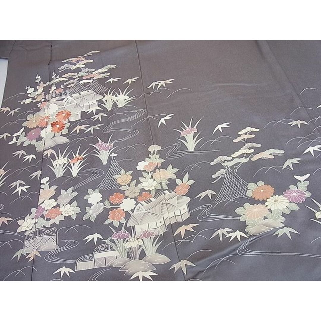 平和屋2■豪華色留袖　刺繍　風景花文　金彩　逸品　DAAA7076sf レディースの水着/浴衣(着物)の商品写真