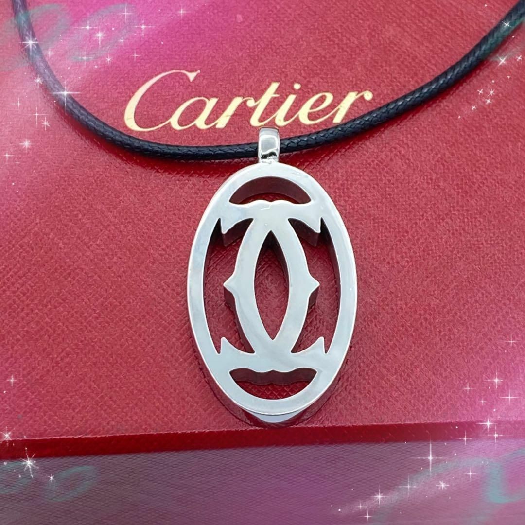 Cartier(カルティエ)の《美品》　カルティエ　2Cロゴ　ネックレス　シルバー×ブラック レディースのアクセサリー(ネックレス)の商品写真
