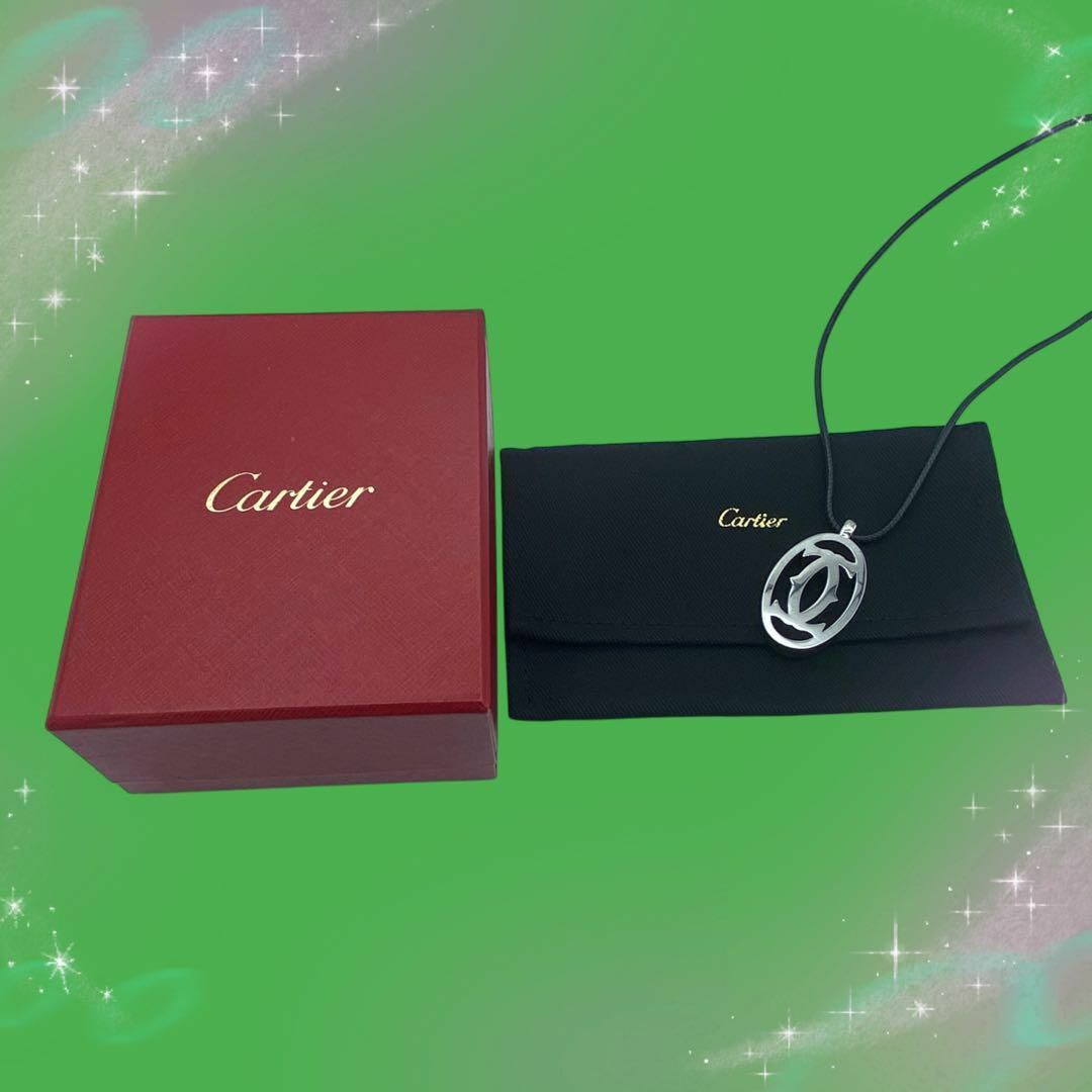 Cartier(カルティエ)の《美品》　カルティエ　2Cロゴ　ネックレス　シルバー×ブラック レディースのアクセサリー(ネックレス)の商品写真