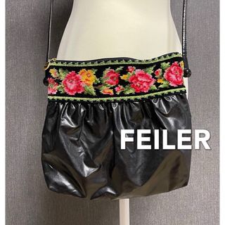 フェイラー(FEILER)のFEILER フェイラー　ショルダーバッグ　花柄　黒　ブラック(ショルダーバッグ)