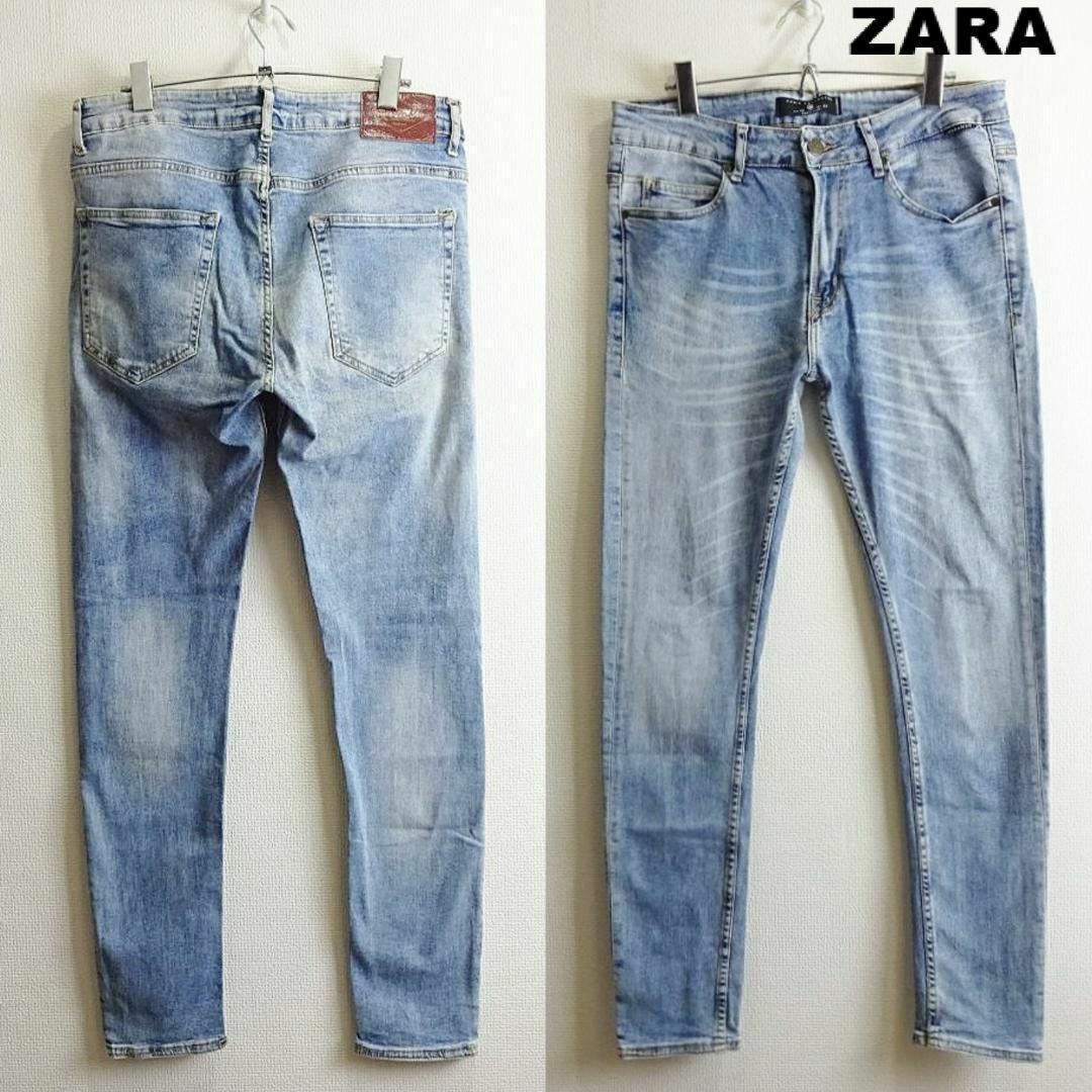 ZARA(ザラ)のZARA MAN　スキニーデニム　W83cm　強ストレッチ　ウォッシュ加工　淡青 メンズのパンツ(デニム/ジーンズ)の商品写真