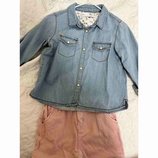 ザラキッズ(ZARA KIDS)のZARA kids  デニムジャケット、ピンクパンツ　春コーデセット(シャツ/カットソー)