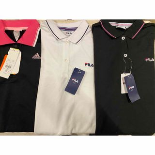 アディダス(adidas)のレディスMサイズ　アディダス＆FILA半袖ポロシャツ3点セット　新品未使用(Tシャツ(半袖/袖なし))