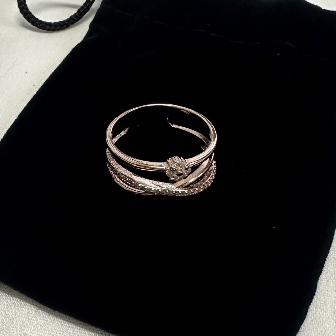 指輪 リング 18号 ピンクゴールド ジルコニア指輪 クローバー 3連 シルバー レディースのアクセサリー(リング(指輪))の商品写真