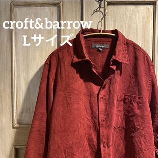 ヴィンテージ(VINTAGE)のcroft&barrow スウェードシャツ 赤 Lサイズ 古着 (シャツ)
