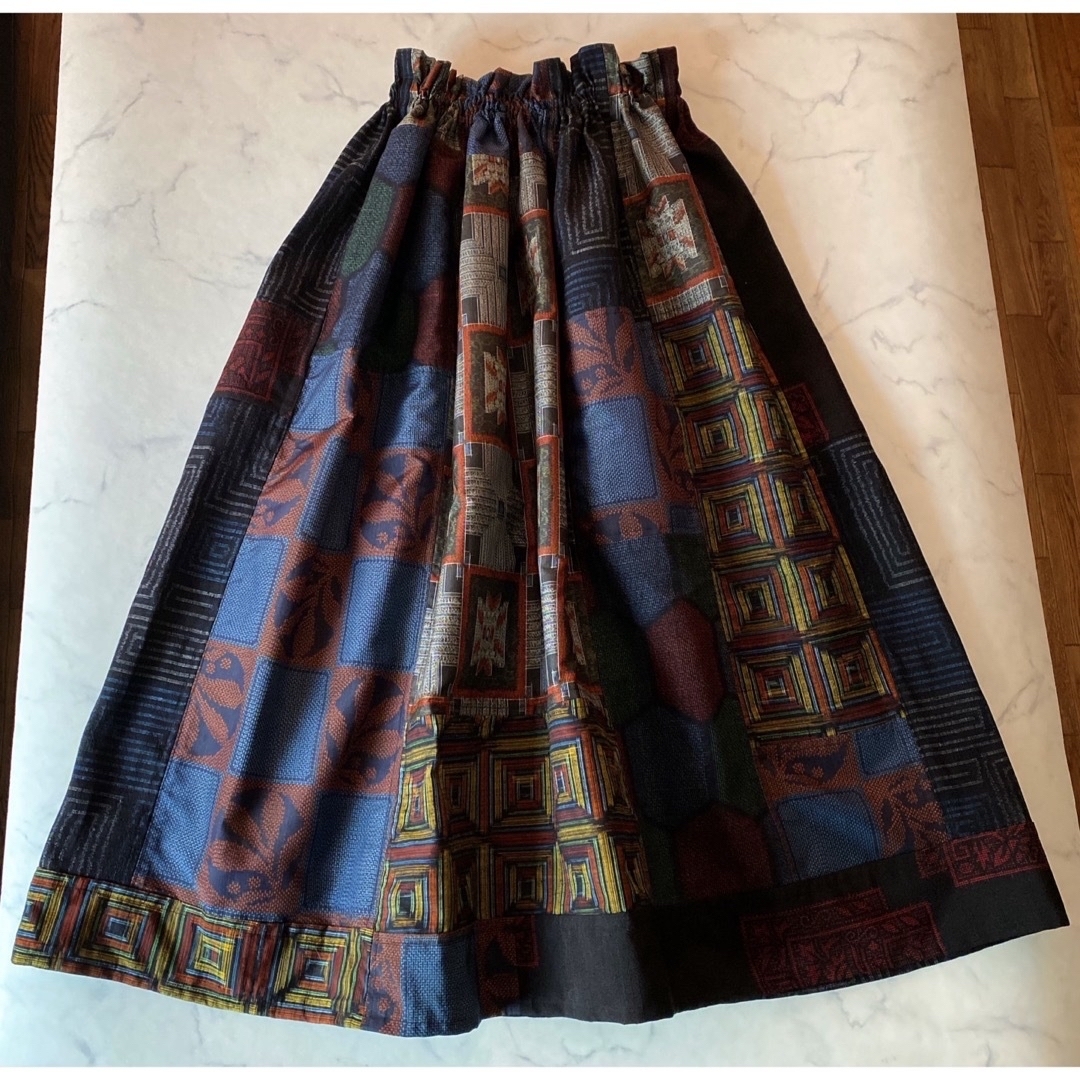 着物リメイクロングスカート　紬着物リメイクスカート レディースのスカート(ロングスカート)の商品写真