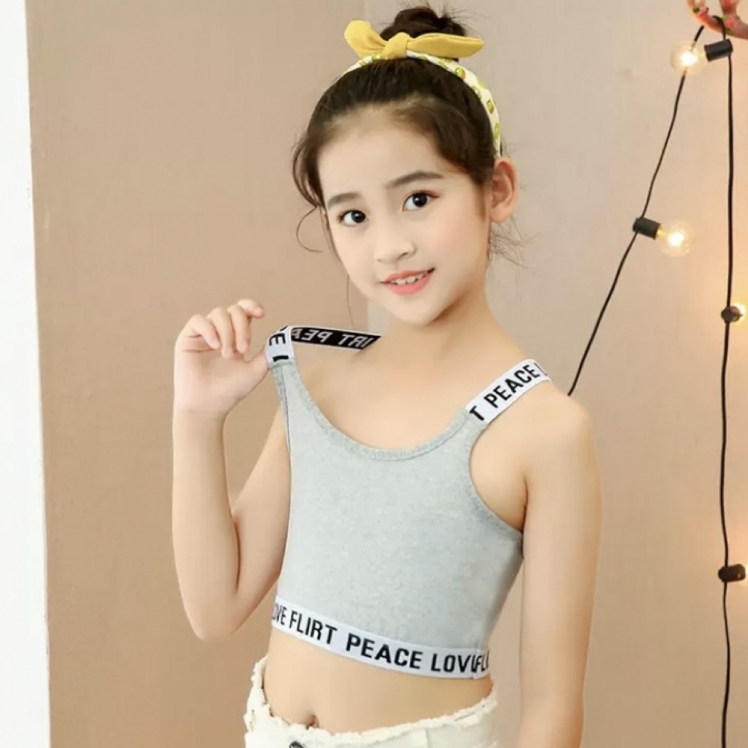 ハーフトップ　タンクトップ　女の子　キッズ　グレー　110 ダンス　へそ出し キッズ/ベビー/マタニティのキッズ服女の子用(90cm~)(その他)の商品写真