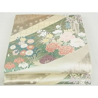 平和屋2■六通柄袋帯　立波草花文　金糸　逸品　DAAA3103rt(帯)