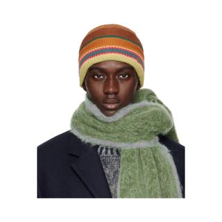 アクネストゥディオズ(Acne Studios)のAcneStudios フェイスロゴビーニー　アクネモンクレール ストライプ(ニット帽/ビーニー)