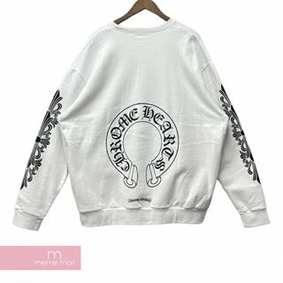 CHROME HEARTS Horseshoe Crewneck Sweatshirt クロムハーツ ホースシュークルーネックスウェットシャツ トレーナー 袖フローラルクロスプリント ホワイト サイズXL 【240402】【新古品】【me04】