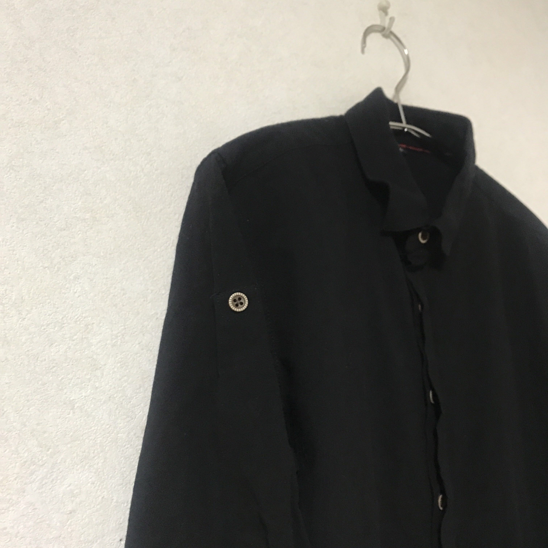 袖　長さ調整可能　レディース　シャツ　ブラック　Lサイズ レディースのトップス(シャツ/ブラウス(長袖/七分))の商品写真