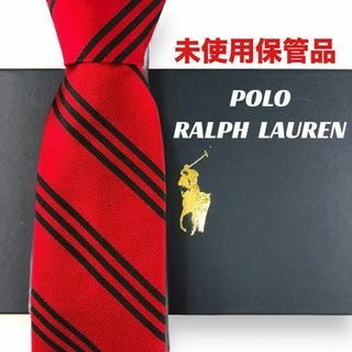 ラルフローレン(Ralph Lauren)の【6148】未使用保管品！ ポロラルフローレン　ネクタイ　レッド系　ストライプ.(ネクタイ)