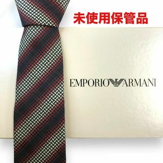 アルマーニ(Armani)の【6150】未使用保管品！ エンポリオアルマーニ　ネクタイ　赤黒白系　ナロータイ(ネクタイ)