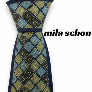 ミラショーン(mila schon)の【6051】極美品！ ミラショーン　ネクタイ　ネイビー×グリーン系(ネクタイ)