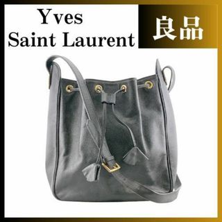 イヴサンローラン(Yves Saint Laurent)のイヴサンローラン レザー 巾着 ショルダーバッグ レディース ブラック(トートバッグ)