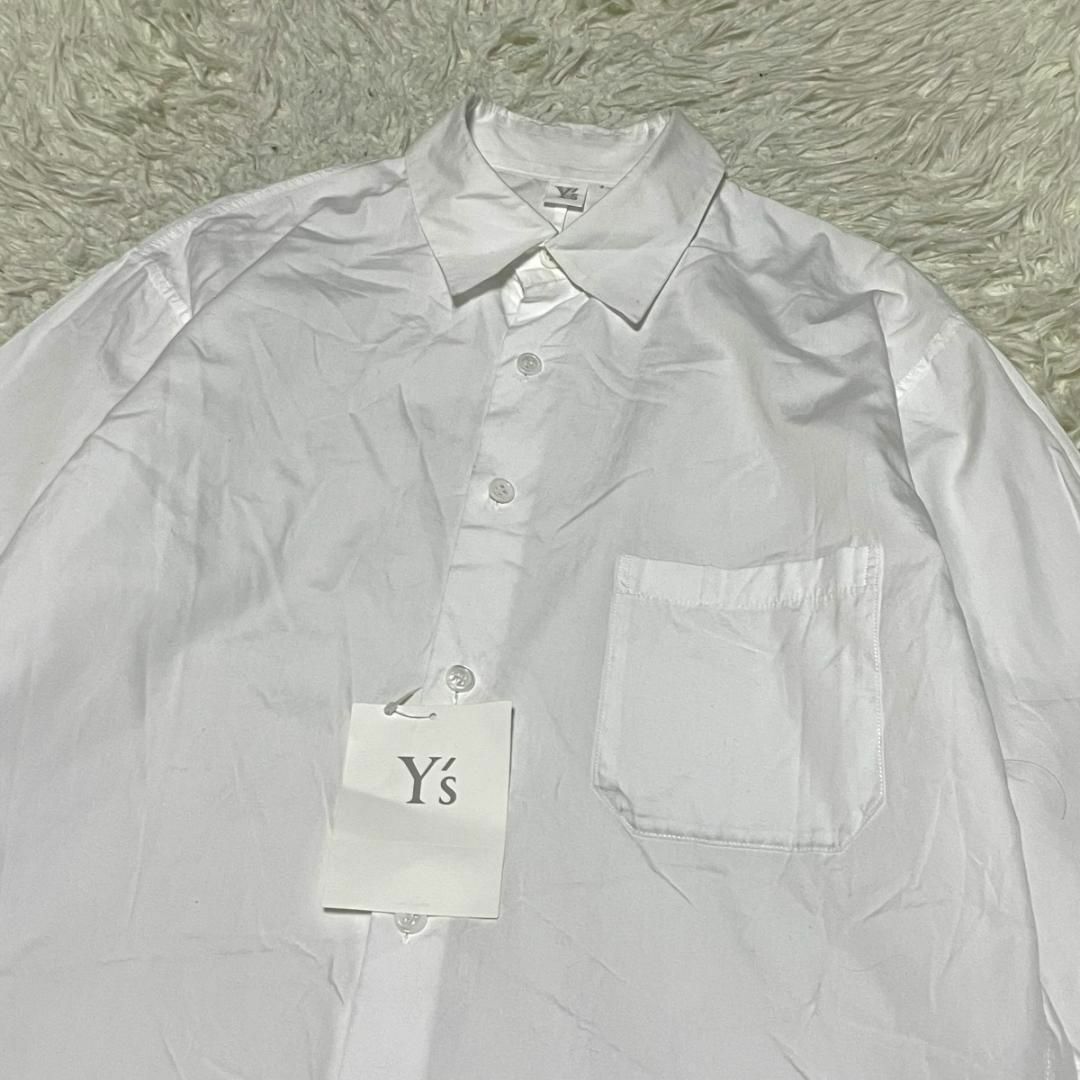 Y's(ワイズ)のY's バックドレープ オーバーシャツ ワンピース サイズ1 ホワイト レディースのトップス(シャツ/ブラウス(長袖/七分))の商品写真