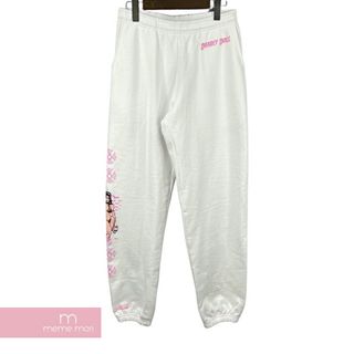 クロムハーツ(Chrome Hearts)のCHROME HEARTS×Deadly Doll White Pin-Up Sweatpants クロムハーツ×デッドリードール ホワイトピンナップスウェットパンツ ロゴプリント Jesse jo Stark ホワイト×ピンク サイズL【240330】【中古-B】【me04】(スラックス/スーツパンツ)