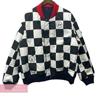 UNDERCOVER × Fragment Design 2023AW Checker Reversible Ma-1 Jacket UC2C9209-2 アンダーカバー×フラグメントデザイン チェッカーリバーシブルMA-1ジャケット ボンバージャケット チェック柄 ネイビー サイズ5 【240402】【中古-A】【me04】