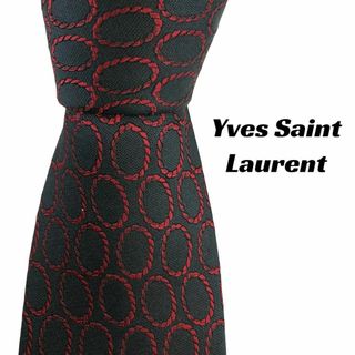 サンローラン(Saint Laurent)の【6064】美品！ イヴサンローラン　ネクタイ　ブラック系　リング柄(ネクタイ)