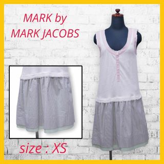 マークバイマークジェイコブス(MARC BY MARC JACOBS)の美品 マーク バイ マークジェイコブス ワンピース ノースリーブ 切り替え XS(ひざ丈ワンピース)